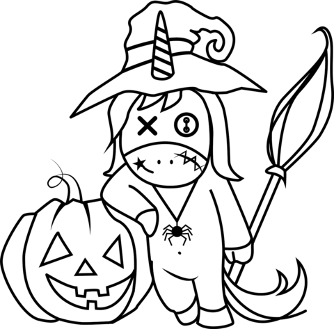 Halloween Unicorn Coloring Page